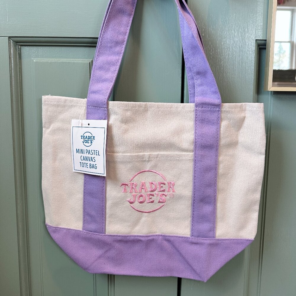 Trader Joe's Mini Pastel Tote Bag Purple *NWT*